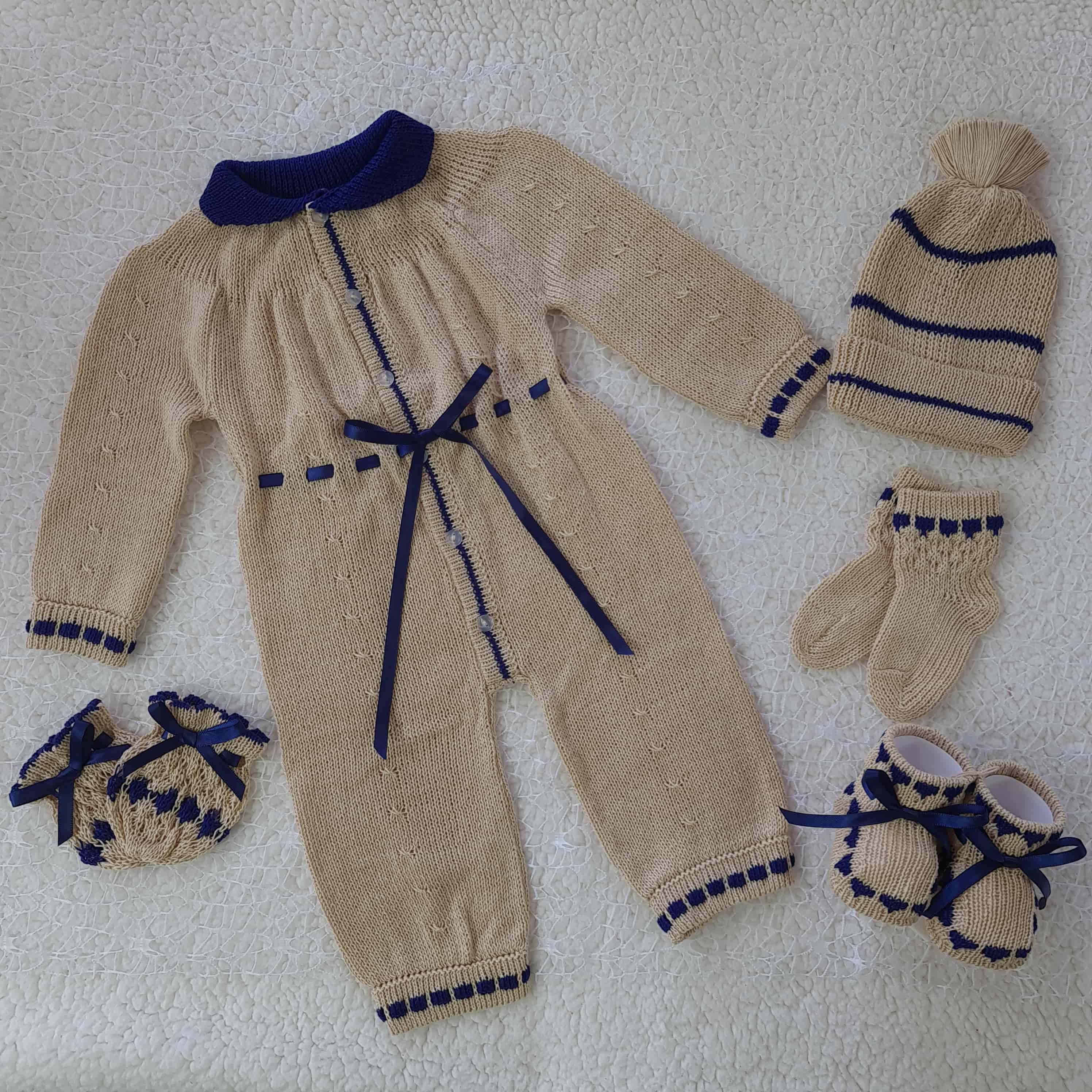 Mameluco Beige / Azul Marino
