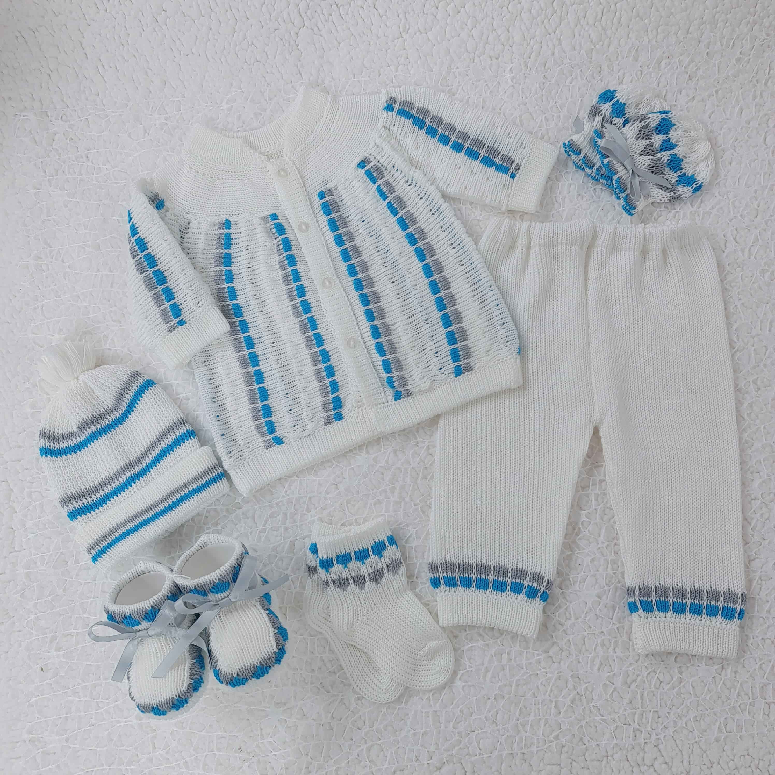 Conjunto Recogido B/Gris/Turquesa